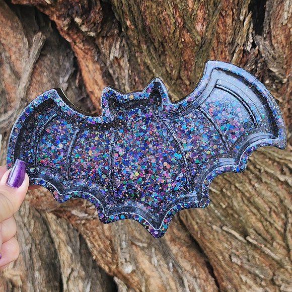 Black Holographic Glitter Bat Tray