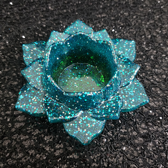 Lotus Candle Holder - Blue and Green