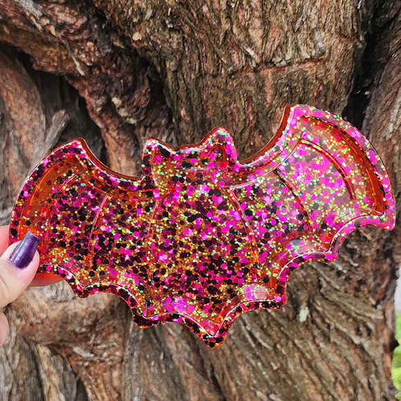 Orange Glitter Bat Tray