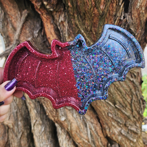 Red and Black Holographic Glitter Bat Tray