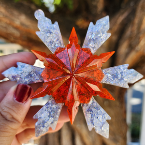 Snowflake Ornament Silver and Red