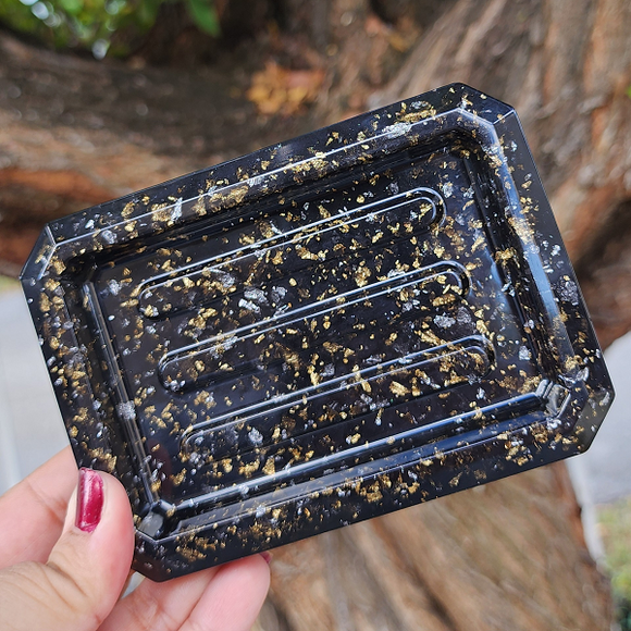 Soap Dish - Black with Flakes